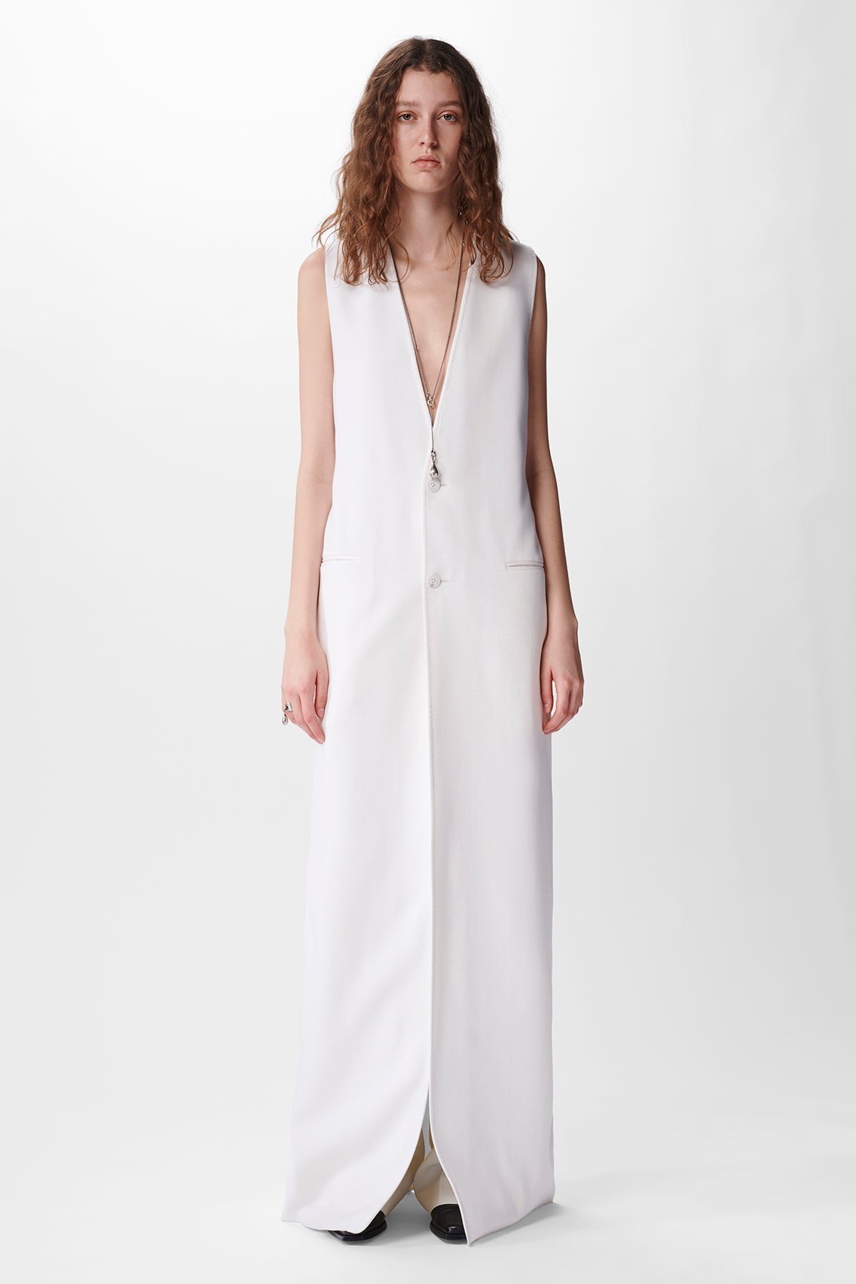 Helena Comfort Long Waistcoat Wool Satin